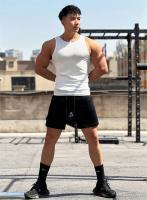 Chaleco elástico a rayas para hombre, camiseta sin mangas de gran tamaño con cuello redondo, camiseta sin mangas para gimnasio, deportes, fitness, correr, entrenamiento, culturismo - details 3