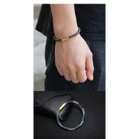 Pulsera de cuero a rayas para hombre, pulsera de aleación con cierre magnético para pareja unisex, bisutería urbana, regalos para hombre - details 8