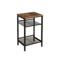 HOOBRO Mesa Auxiliar, Mesita Auxiliar de Sofá con Bandeja Extraíble y Estantes, Mesa con Bandeja para Aperitivos, Estilo Industrial, para Sala de Estar o Dormitorio, Estable, Marrón Vintage EBF45BZ01 - details 7