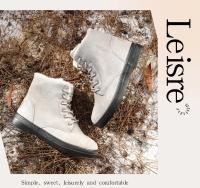 Botas de nieve cálidas antideslizantes para mujer, botines impermeables al aire libre, zapatos de senderismo de piel, zapatillas de felpa con cordones, Invierno - details 19