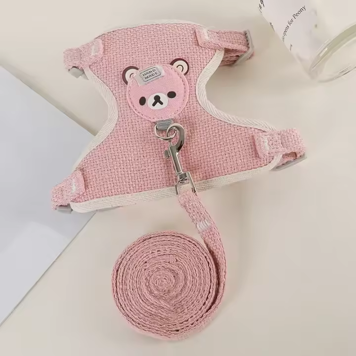 Conjunto de Correa de Arnes de Conejo Suave Chaleco de Almohadilla para Cachorro Pequeño - 1