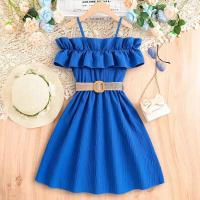 Vestido Casual de Chifón para Niñas Correa de Hombro de Una Línea, Estilo de Princesa para Edades de 8-12 Años - details 18