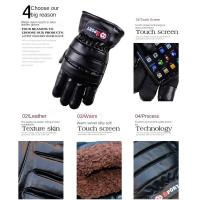 Guantes de cuero para invierno con pantalla táctil, guantes de terciopelo para mantener el calor, equipo de jinete, guantes deportivos impermeables para conducir con dedos completos, esquí - details 9