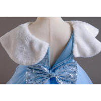Vestido de malla largo con lentejuelas para niñas, estilo princesa, para presentaciones de piano. - details 8
