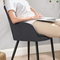 Silla de Comedor de Terciopelo Silla de Cocina con Respaldar Carga Máx. 120 kg Patas de Metal - details 11