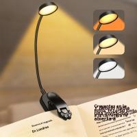 Nuevo clip libro luz lectura escritorio lámpara aprendizaje ojo lámpara LED tres colores oscurecimiento plegable creativa noche luz usb carga - details 0