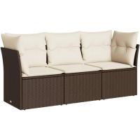 Set de Muebles de Jardín y Cojines 3 piezas, Sillas con Respaldo, Sofás Modulares, Asientos para Patio Terraza, Ratán Sintético Marrón - details 0