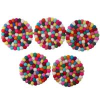 Posavasos de bola de fieltro redondo, almohadilla de aislamiento de lana hecha a mano, estera de copa pequeña, 5 piezas, 4 pulgadas - details 5