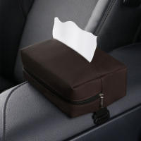 Soporte para pañuelos de coche, caja de pañuelos de cuero Nappa, accesorios interiores para el asiento trasero, consola central y visera solar - details 5