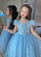 Vestido de princesa de lentejuelas de verano para niños, disfraz con estampado azul, vestido elegante de Reina de la nieve para niñas, regalo de cumpleaños para niños - details 14