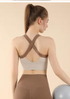 Sujetador deportivo de una pieza con bloques de Color para mujer, sujetador de Yoga para correr de alta intensidad a prueba de golpes, chaleco de Fitness adelgazante de alta elasticidad - details 12