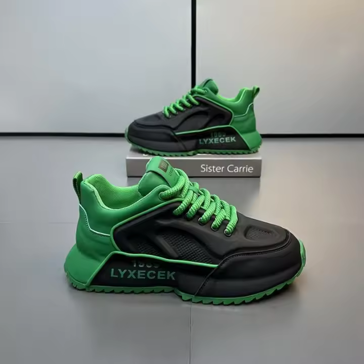 Zapatillas gruesas para hombre, Zapatos informales de Microfibra, transpirables, Altura, Aumento interno Grueso, Moda - 1