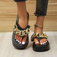 Sandalias de cadena con chanclas de verano a la moda para mujer, nuevas zapatillas de exterior con punta redonda y parte inferior gruesa de talla grande - details 7