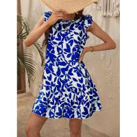 Vestido de verano para mujer con cuello redondo, manga con volantes y estampado de volantes - details 21
