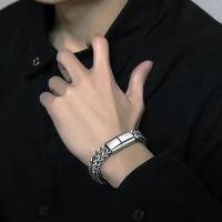 Pulsera para Hombre de Acero Inoxidable, Diseño Frontal y Trasero, Estilo Hip Hop Punk Premium, Cadena Cubana Moderna, Regalos para Hombre - details 2