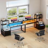 Impresora de Escritorio Doméstica Reversible de 175cm con Luces LED Estantes para Juegos y Trabajo para el Hogar Negro - details 1