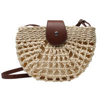 Bolso de paja para mujer, bandolera semicircular hecha a mano de ratán, bolso de mano para viaje y playa - details 24