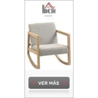 Butaca de Salón Butaca Nórdica Sillón de Salón con Reposabrazos Cojín y Marco de Madera de Caucho para Dormitorio Carga 120 kg 61x78x76 cm Beige - details 11
