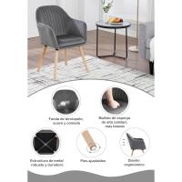 Silla de Comedor Estilo Vintage Juego de 1, Silla Cocina, Silla Nordica con Respaldo y Reposabrazos, Tela Pana, Estructura de Madera, Sillas para Tocador, Escritorio, Crema, EZS26cm-1 - details 103