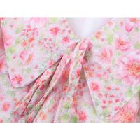 BUNO-novedad de verano, producto, moda para mujer, cuello dulce, cintura de flores rotas, Vestido corto estampado adelgazante - details 6