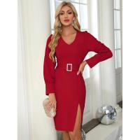 Falda larga para mujer, vestido elástico de color liso, nuevo en vestidos formales - details 8