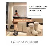 Botas de Lluvia para Mujeres de Moda Media Caña, Impermeables, Antideslizantes, Resistentes al Desgaste Zapatos de Goma de Cercanías - details 1