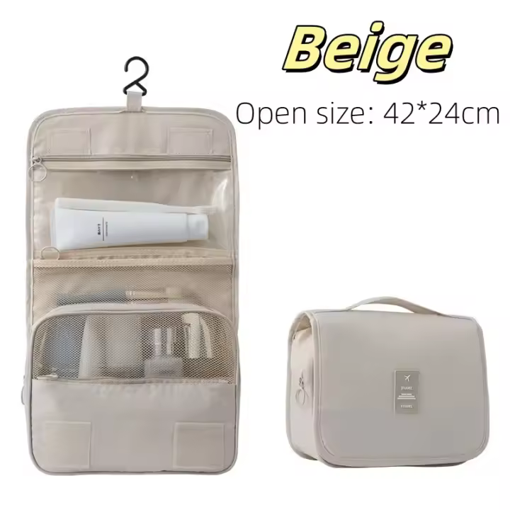 Bolsa de maquillaje de viaje de alta calidad, organizador de artículos de tocador impermeable, Neceser para mujer, bolsa de lavado con gancho para baño, bolsa de almacenamiento de maquillaje con gancho - 1