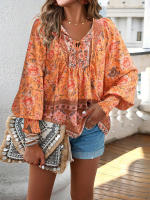 Blusa camisa floral rosa para mujer, top suelto de manga larga, ropa de calle, traje de oficina, ropa de mujer para otoño y primavera - details 20