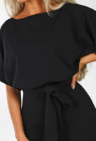 Mameluco Capri recortado de pierna ancha para mujer, pantalones Palazzo, mono de manga corta con pajarita - details 4