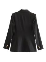 TRAFZA-traje elegante de manga larga para mujer, traje con cuello, Bolsillo falso, decorado, Color sólido, estilo callejero, prendas de vestir exteriores informales - details 30
