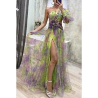 2025Vestido nuevo multifuncional de malla con hombros descubiertos para mujer, temperamento elegante, ajustado, a la moda, para fiesta atmosférica, A - details 10
