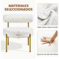 Silla de comedor tapizada, silla relax con estructura reforzada, 136 kg de capacidad, asiento y respaldo acolchados de bouclé para sala, dormitorio, cocina, blanco. - details 3