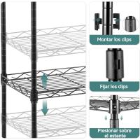 Estantería de Alambre de 6 Niveles con Ruedas Altura Ajustable, Resistente, Gancho para Baño, Cocina, Garaje, Dormitorio Plateado - details 15