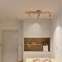 Lámpara de techo LED de madera para dormitorio, pasillo, balcón, pista, accesorio de luz, candelabro largo con foco - details 0