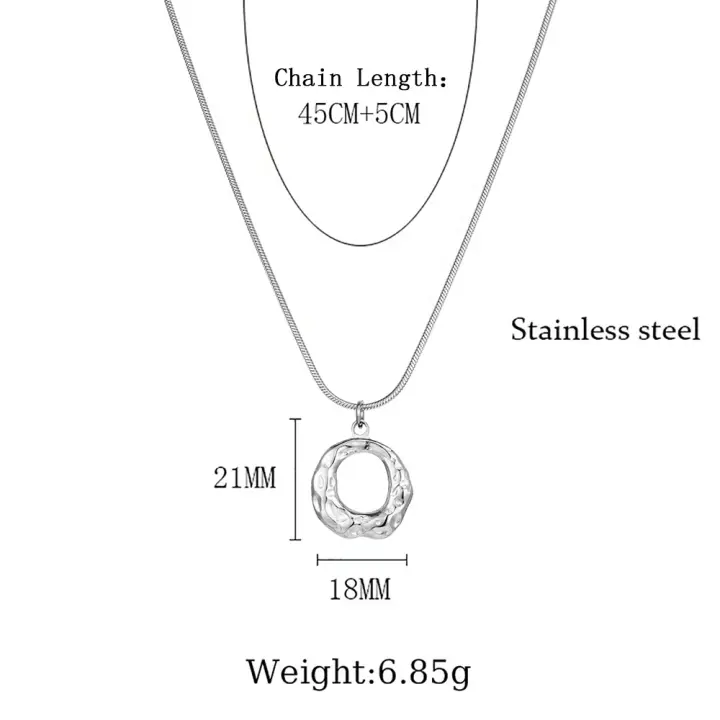Collares Unisex con Colgante de Aro Perforado y Plisado, Cadenas de Hueso de Serpiente de Titanio, Collares Clavícula Únicos y Universales para Hombre y Mujer - 1
