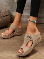 Sandals Women Retro Heels Sandals for Summer Shoes Women Slip on Wedge Sandalias Mujer Soft Heeled Slippers Indoor Outdoor - details 9