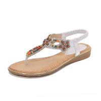 Sandalia sandalias planas huecas de gran tamaño con diamantes y estilo cómodo para mujer en verano - details 2