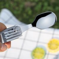 Herramienta Plegable de Acero Inoxidable Portátil Cuchillo de Bolsillo Desmontable para Supervivencia al Aire Libre Cuchara de Punto de Hebilla - details 9