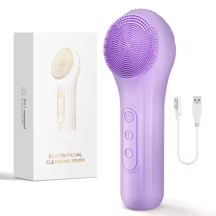 Cepillo de limpieza facial eléctrico de silicona: 6 velocidades, aplicación de calor, impermeable y limpieza profunda de los poros, dispositivo de limpieza de la piel portátil - 1