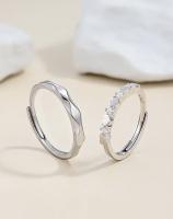 Anillo de pareja de 34 tipos, simple y moderno, par de circonitas de corona para hombres y mujeres, anillo de diamantes de simulación de boda abierto - details 26
