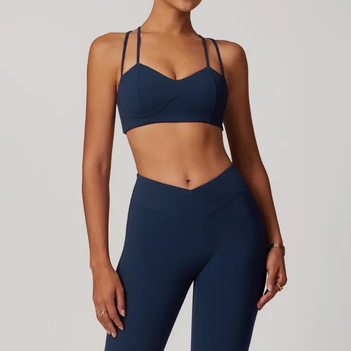 Sujetador deportivo con cordones para mujer de alto soporte, sujetador deportivo para Yoga y Fitness - 1