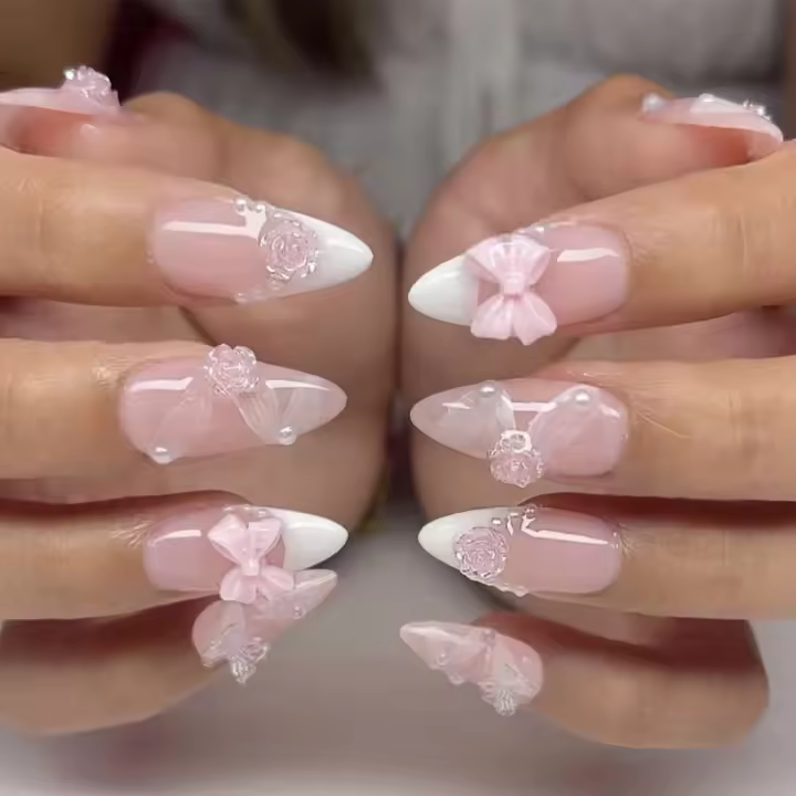 24 piezas falsas francesas en forma de ojos de gato, lazos de mariposa tridimensionales con puntas de diamantes, adecuadas para mujeres y - 1