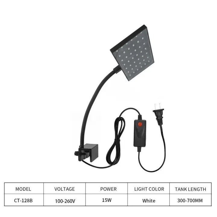 Luz Led de acuario de alto brillo, luz giratoria de ahorro de energía para pecera, enchufe de EE. UU./UE, lámpara de cultivo de plantas acuáticas ajustable, algas - 1