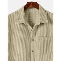ZAFUL-Camisa de manga corta con botones para hombre, camisa de caña de color sólido con bolsillo frontal, estilo básico, minimalista texturizado, 2024 - details 6