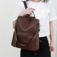 Mochila antirrobo de cuero para mujer, morral de viaje de alta calidad, Color sólido, A la moda, para adolescentes, 2024 - details 6