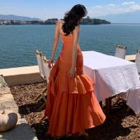 Vestido naranja ondulado con volantes, empalme ligero, vestido de lujo para bar mitzvá - details 3
