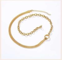 Collar de Cadena Doble Cubana Joyería de Moda de Acero Inoxidable Colgante de Círculo Abierto Distintivo para Mujeres Joyería de Cuerda Oval - details 3