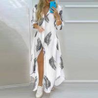 Ropa de mujer europea y americana temperamento impresión de un solo pecho dividido camisa vestido 661 - details 6