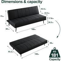 Sofá Cama - Sofá Cama Plegable 2 en 1 - Adecuado para habitaciones de invitados y espacios pequeños - PVC Negro - details 27