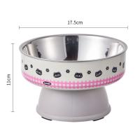 Cuenco de base alta para mascotas de dibujos animados, antideslizante, antivómitos, comida para gatos, cuenco de agua con soporte, cuenco de acero inoxidable antivuelco para gatos - details 9